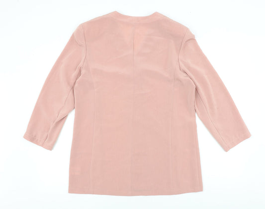 Precis Womens Pink Polyester Basic Button-Up Size 14 V-Neck