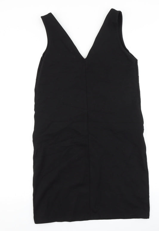 NEXT Womens Black Polyester Tank Dress Size 10 V-Neck Zip