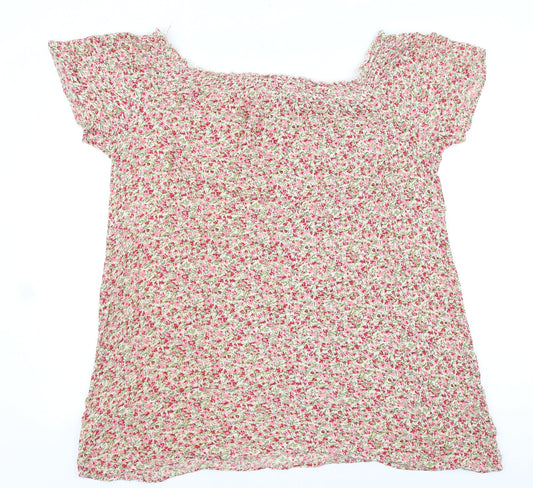 Primark Womens Multicoloured Floral Polyester Basic T-Shirt Size 14 Off the Shoulder