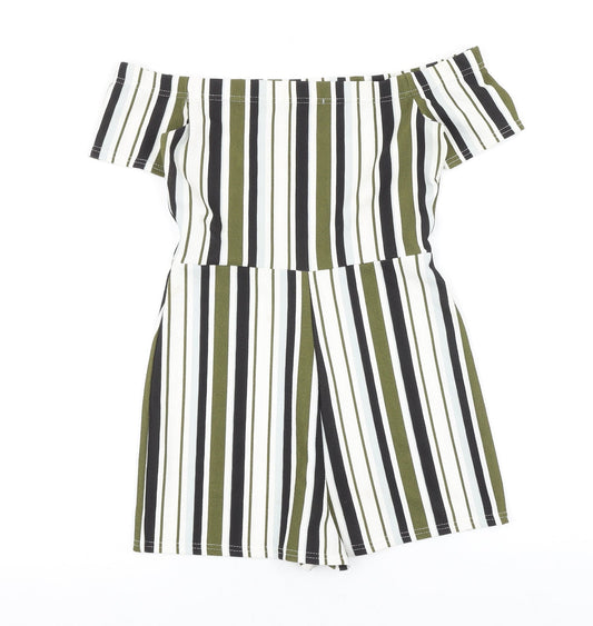 Select Womens Green Striped Polyester Playsuit One-Piece Size 6 Pullover