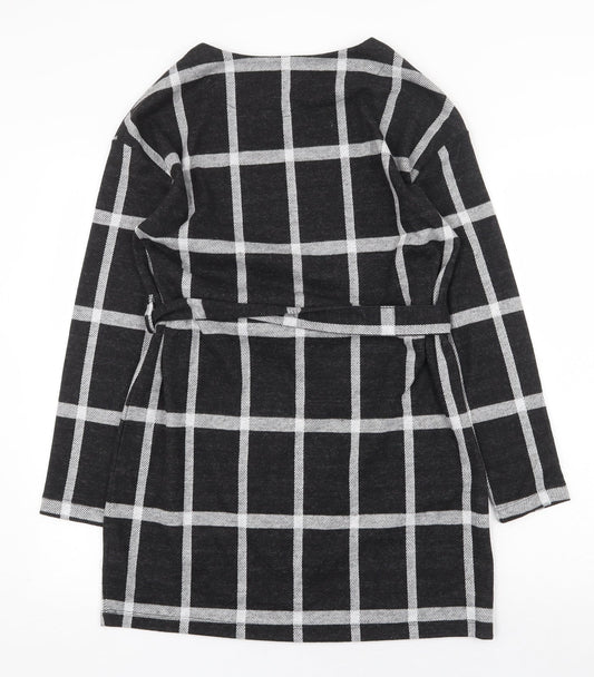 F&F Womens Black Geometric Polyester A-Line Size 10 Round Neck Tie