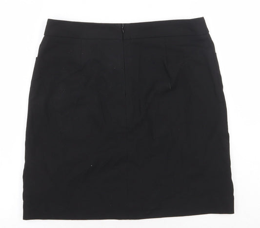 NEXT Womens Black Cotton A-Line Skirt Size 30 in Zip