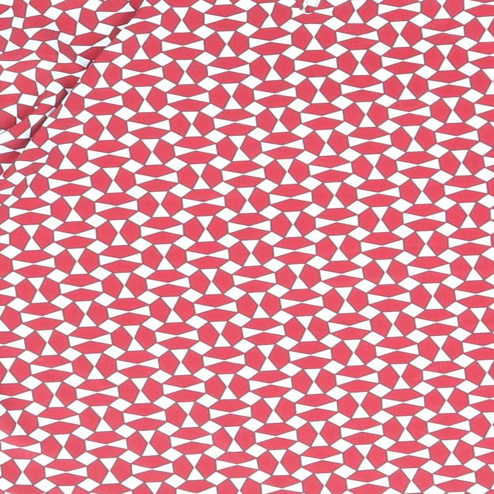 Primark Womens Red Geometric Polyester Basic Blouse Size 14 Boat Neck