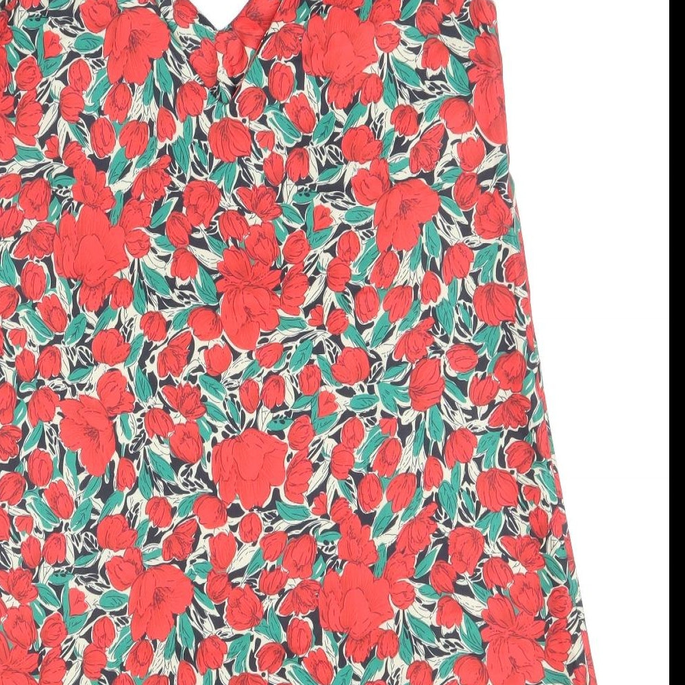 SheIn Womens Red Floral Polyester Tank Dress Size M V-Neck Pullover