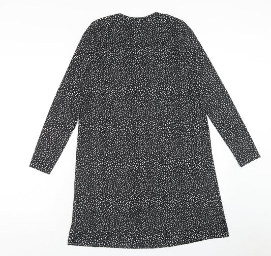 F&F Womens Black Polka Dot Polyester A-Line Size 6 Round Neck Pullover