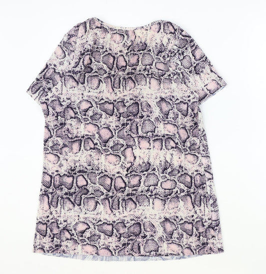 B.YOU Womens Multicoloured Animal Print Polyester Basic T-Shirt Size 8 Boat Neck - Snake Skin Print, Size 8/10