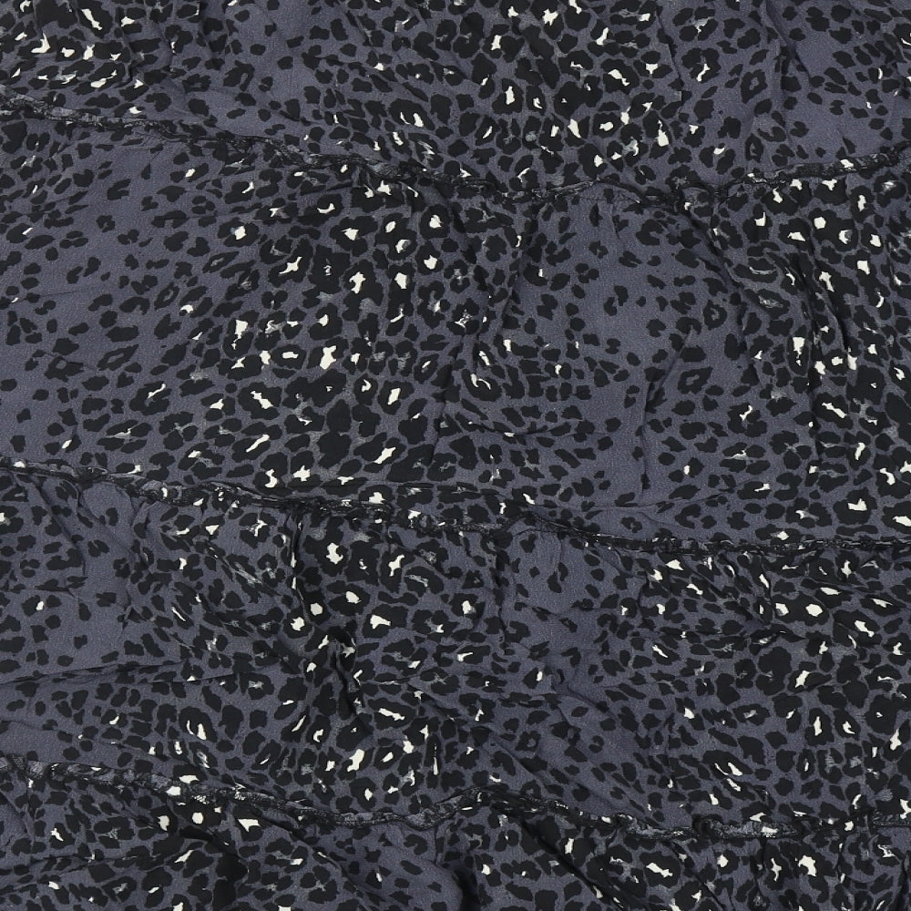 Monsoon Womens Blue Animal Print Viscose Flare Skirt Size 33 in - Leopard Print