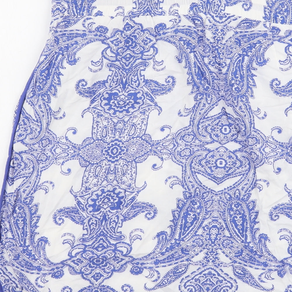 Marks and Spencer Womens Blue Geometric Viscose Straight & Pencil Skirt Size 12 Drawstring