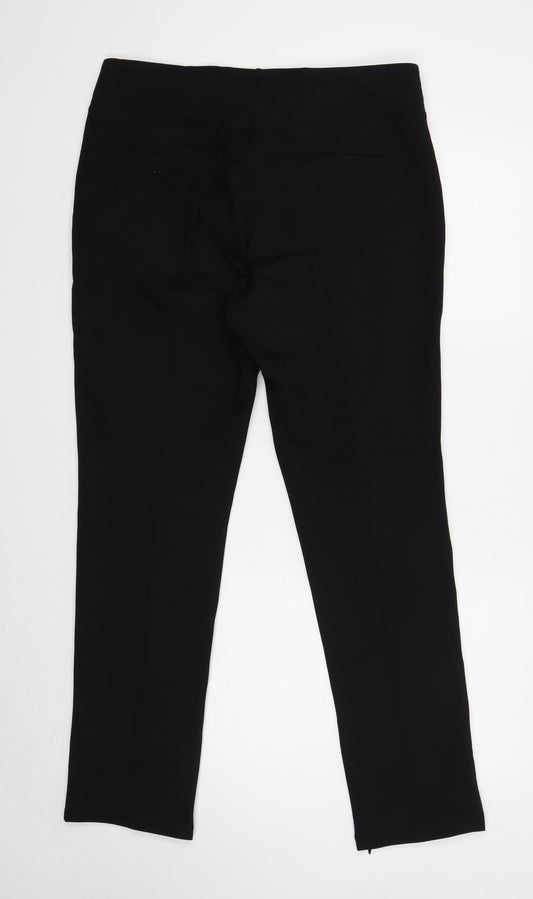 C&A Womens Black Polyester Trousers Size 16 Regular Button