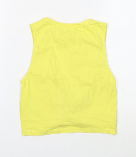 Noisy may Womens Yellow Cotton Basic T-Shirt Size S Round Neck