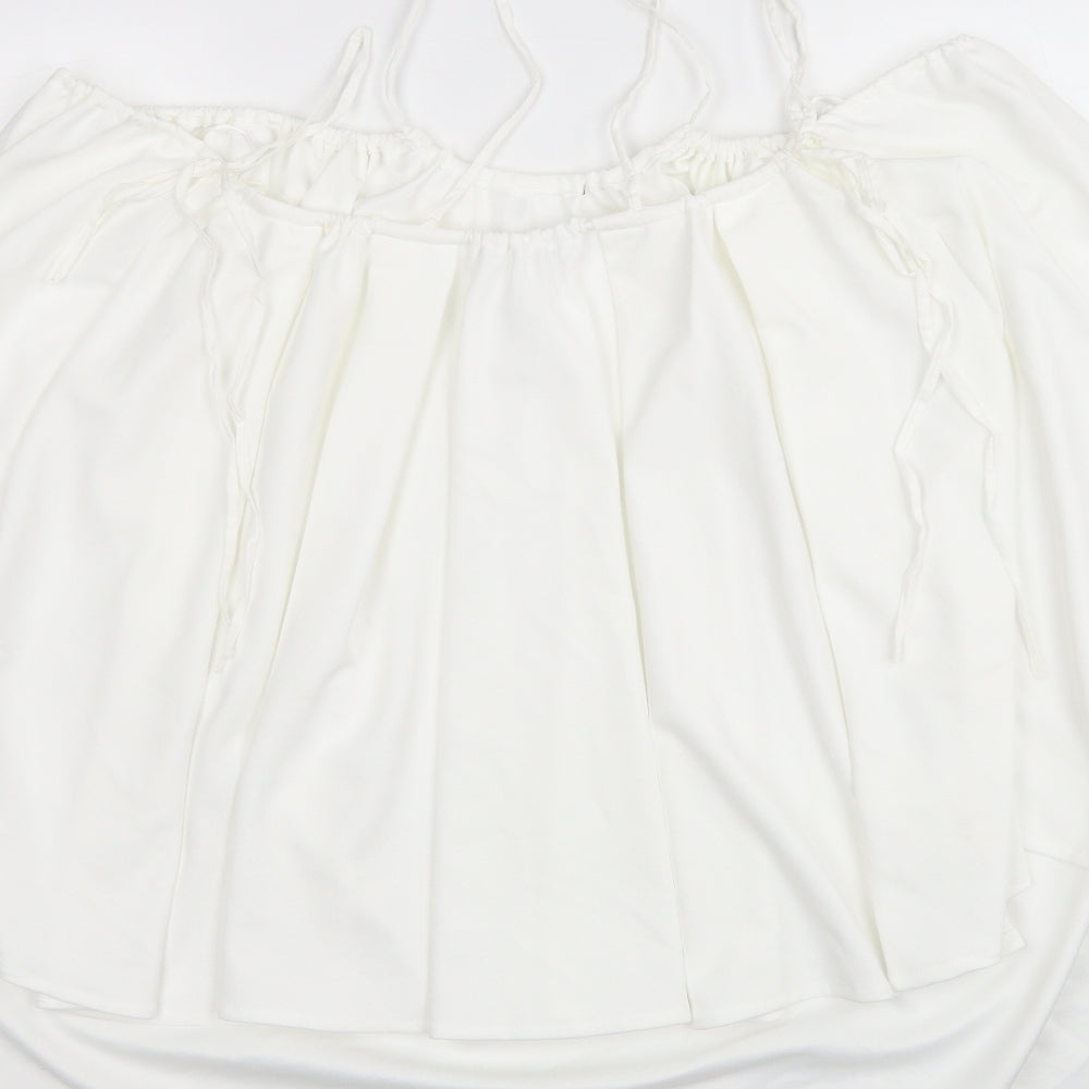 Zara Womens White Polyester Shift Size M Square Neck Pullover