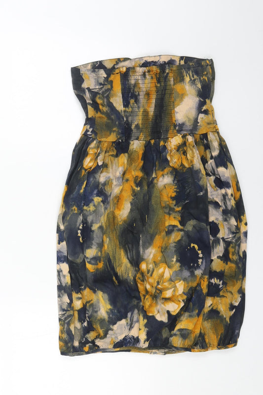 Vera Moda Womens Yellow Floral Cotton Mini Size XS Off the Shoulder Pullover