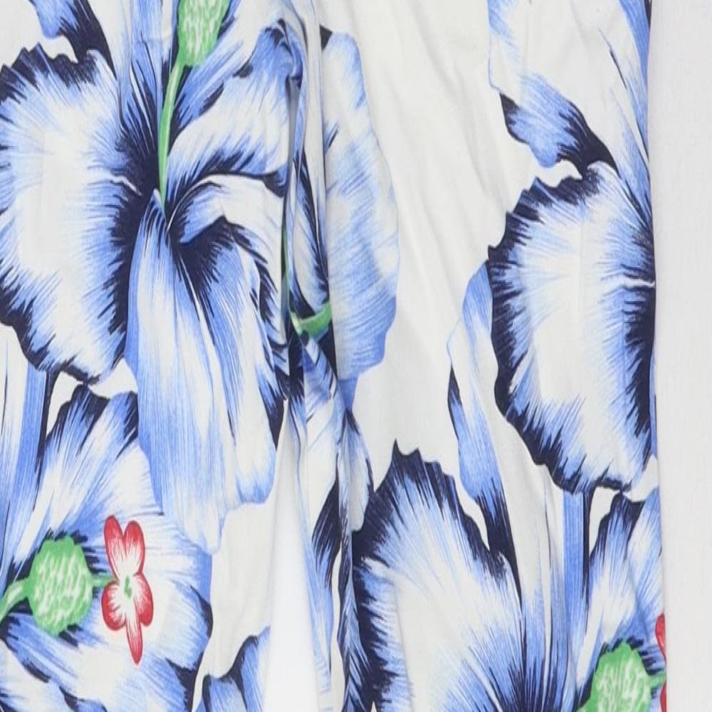 Zara Womens White Floral Cotton Straight Jeans Size XS Regular Zip