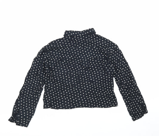 George Womens Black Geometric Viscose Basic Button-Up Size 10 Collared - Star Pattern