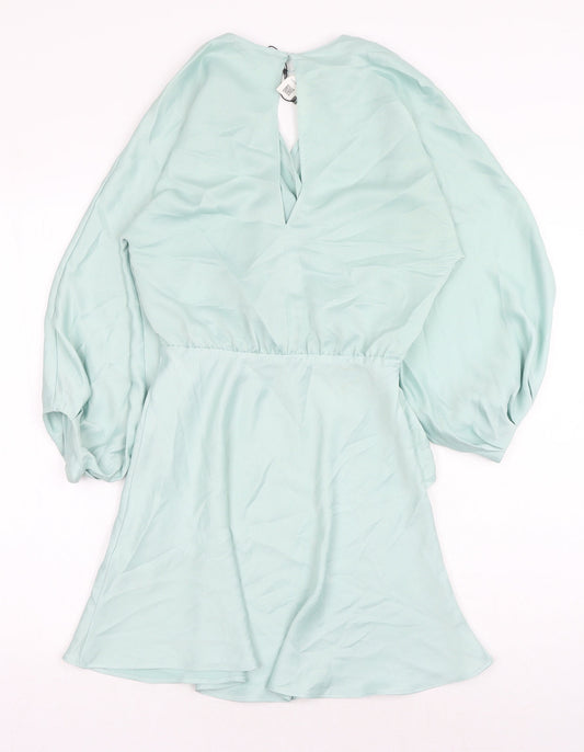 Zara Womens Blue Polyester A-Line Size XS V-Neck Pullover