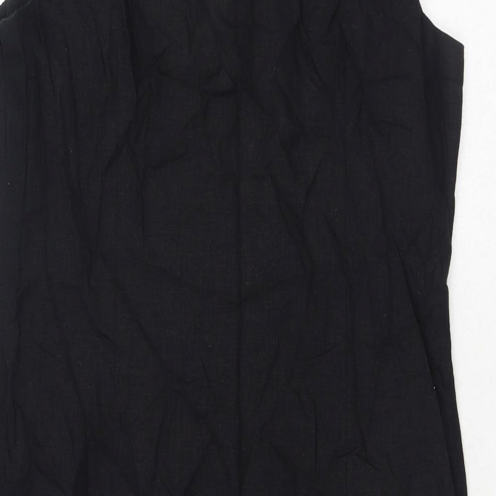 Nutmeg Womens Black Polyester Shift Size 12 Boat Neck Zip - Broderie Anglaise Details