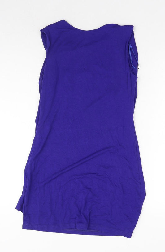 AX Paris Womens Blue Viscose Basic Blouse Size 12 Round Neck