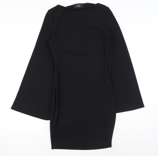 AX Paris Womens Black Polyester Shift Size 8 V-Neck Pullover