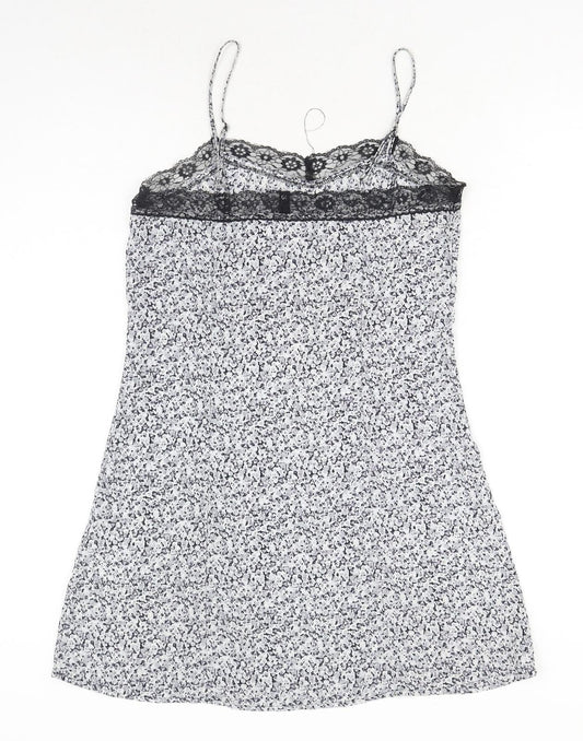 H&M Womens Blue Geometric Polyester Tank Dress Size 10 V-Neck Pullover