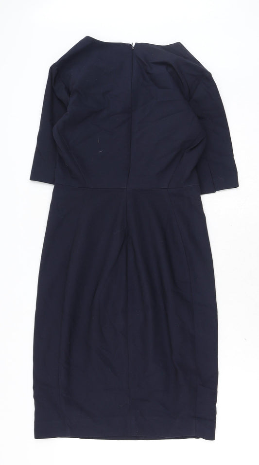InWear Womens Blue Cotton A-Line Size 8 V-Neck Zip