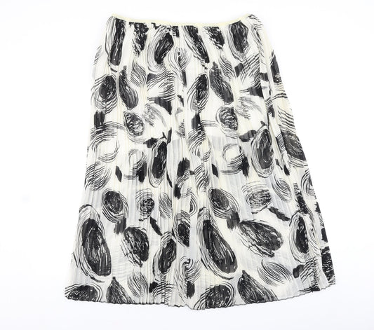 Marks and Spencer Womens Silver Geometric Polyester Pleated Skirt Size 16