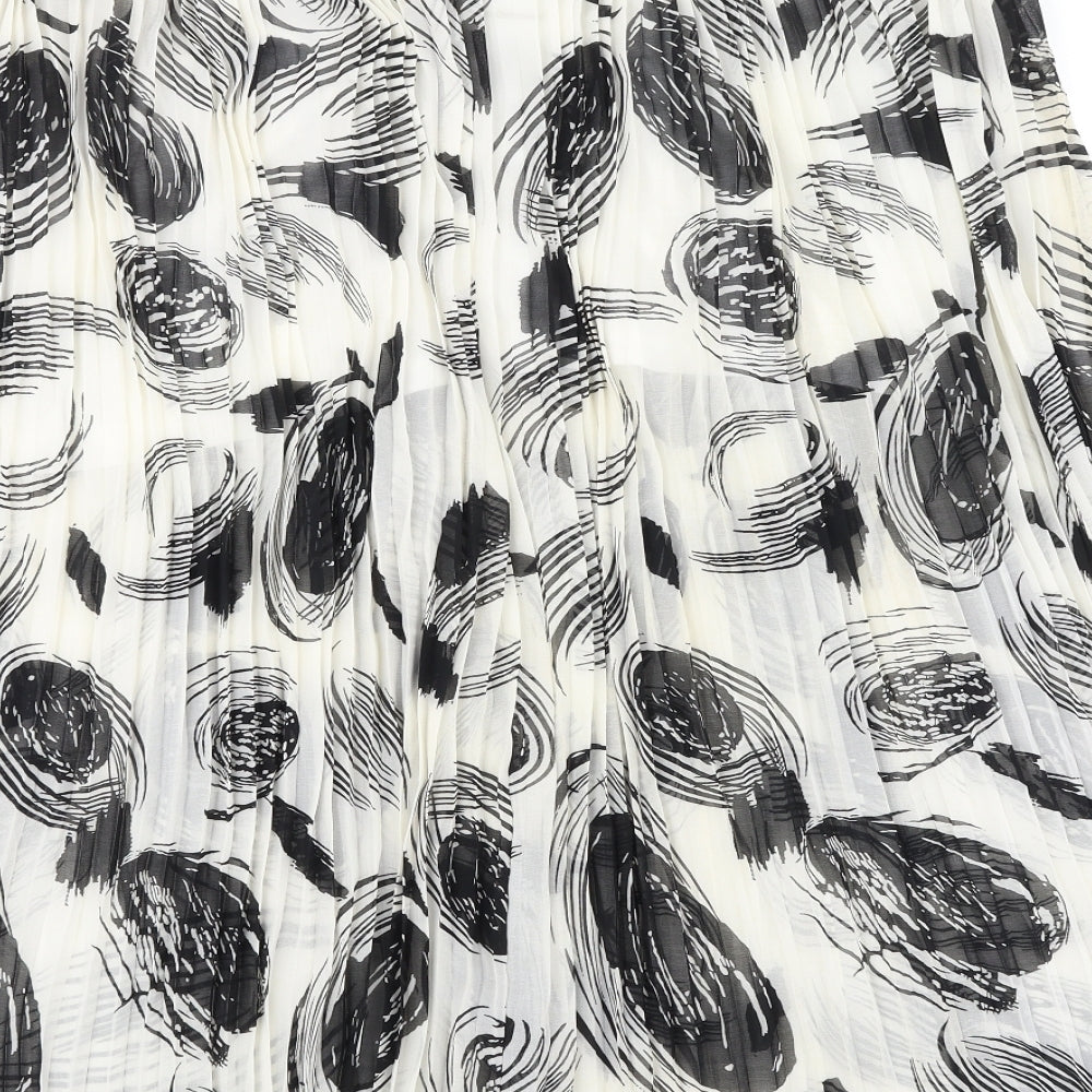 Marks and Spencer Womens Silver Geometric Polyester Pleated Skirt Size 16