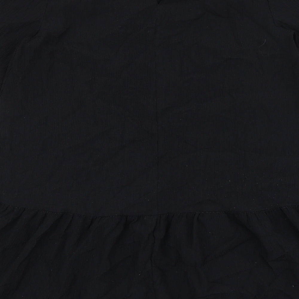 Primark Womens Black Polyester Shift Size 6 Round Neck Button