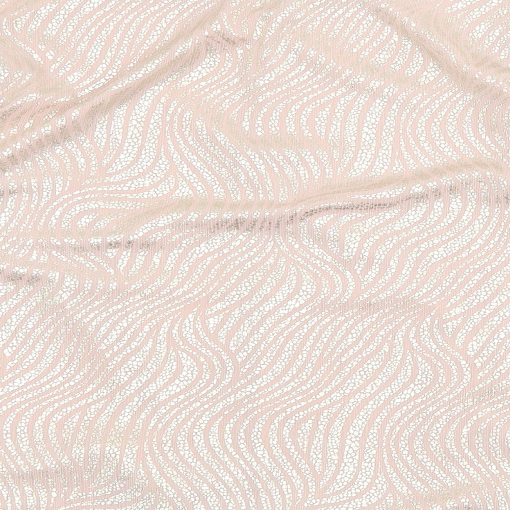 M&Co Womens Pink Geometric Polyester Basic T-Shirt Size 12 Round Neck - Knot Front