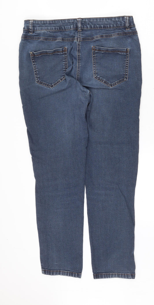 M&Co Womens Blue Polyester Skinny Jeans Size 14 Regular Zip