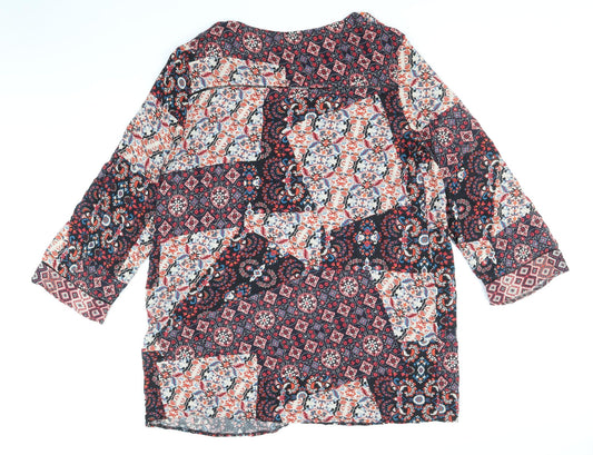 TU Womens Multicoloured Geometric Viscose A-Line Size 22 V-Neck Pullover