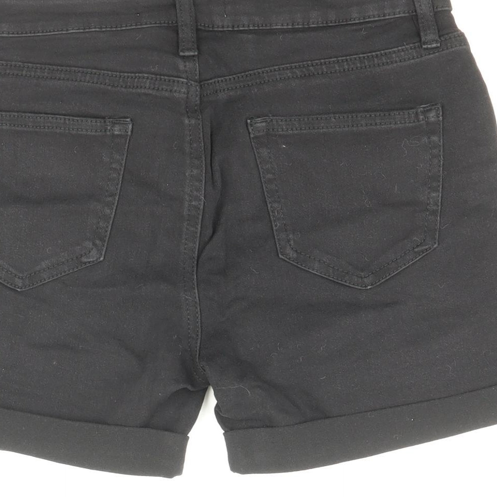 Denim & Co. Womens Black Cotton Hot Pants Shorts Size 8 Regular Zip