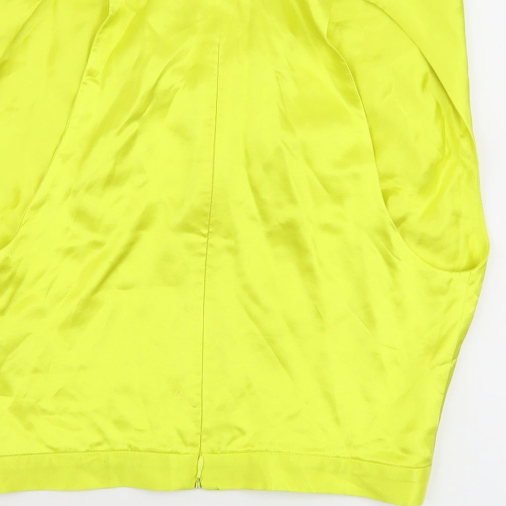 Womens UK Size XS Zara Yellow Cropped Blouse