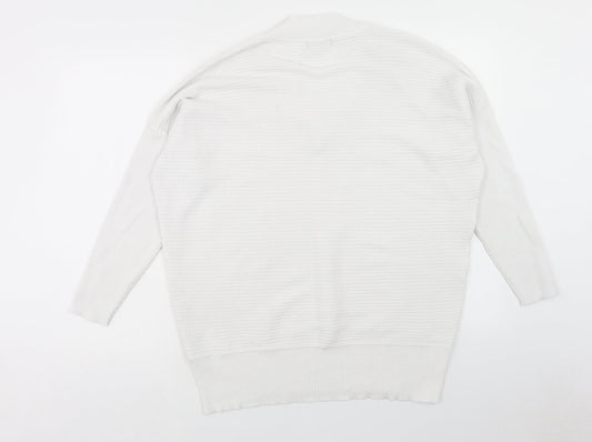 F&F Womens White V-Neck Viscose Pullover Jumper Size 16