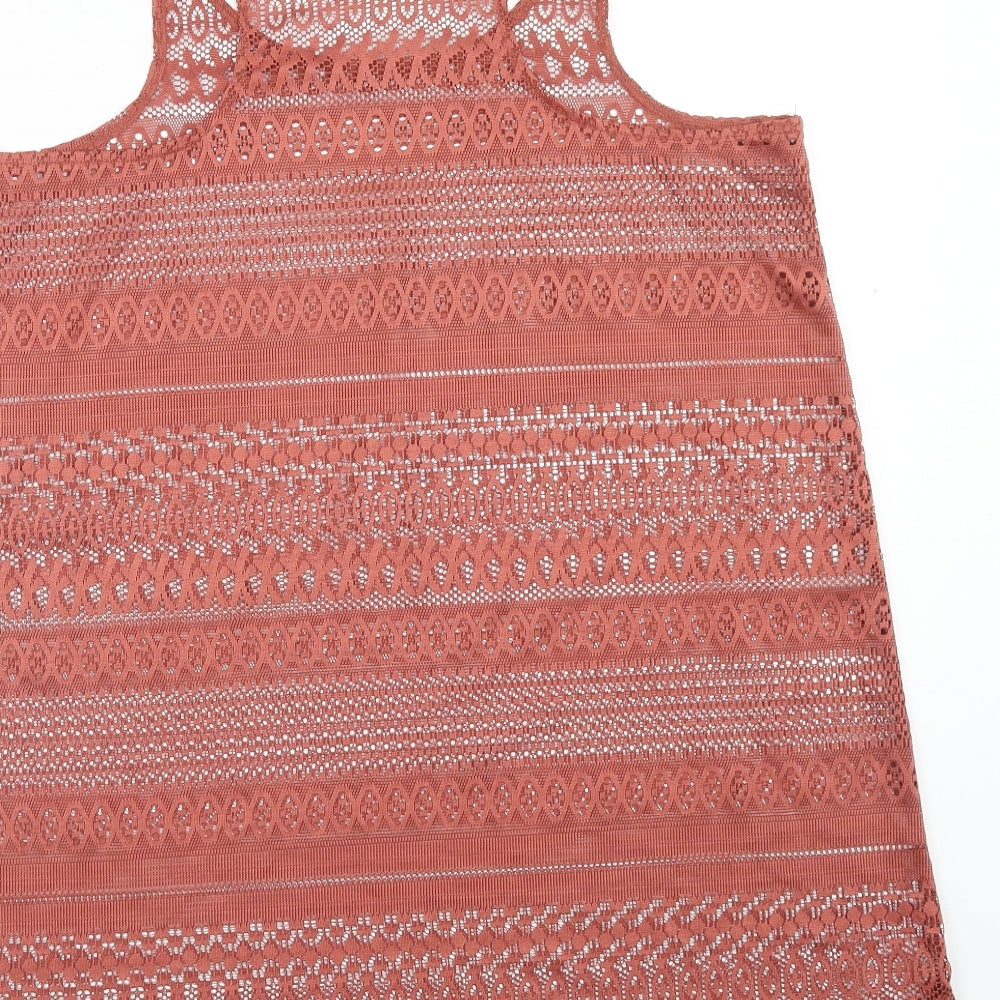 Atmosphere Womens Pink Geometric Polyester Basic Tank Size M Scoop Neck