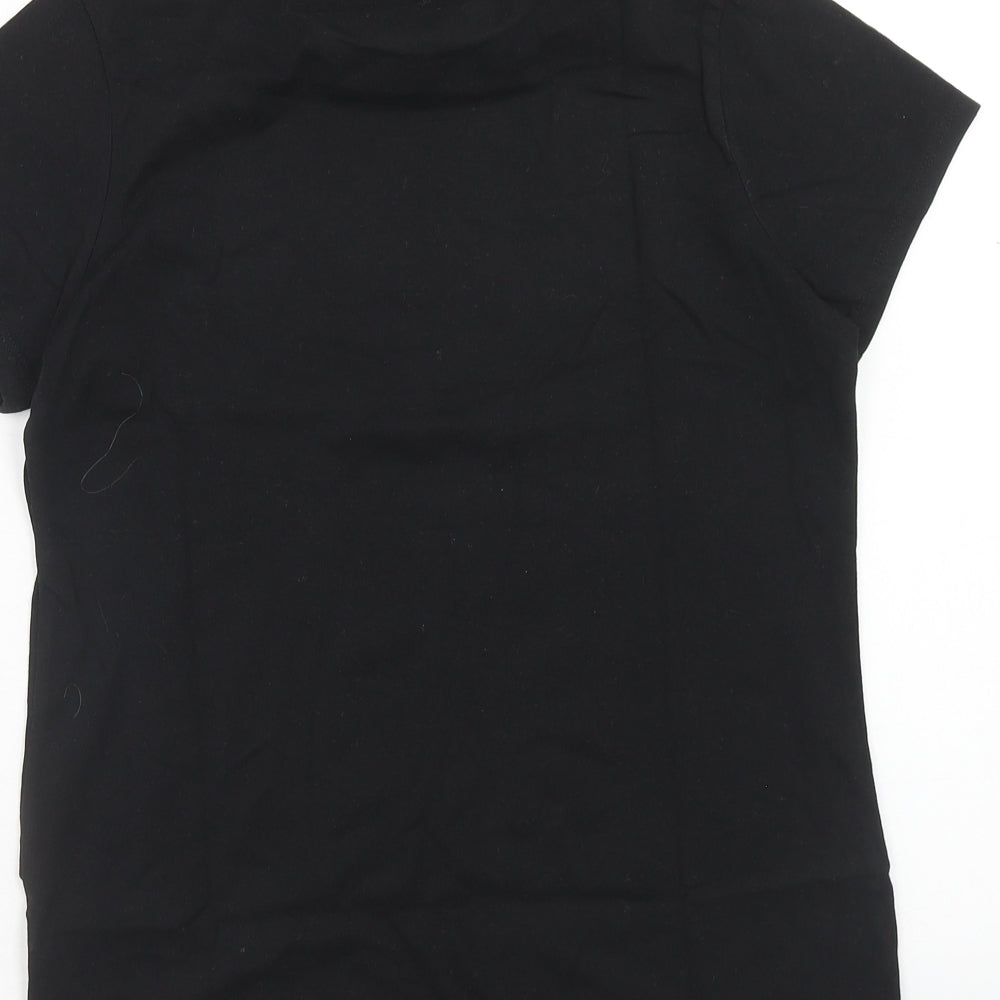 George Womens Black Cotton Basic T-Shirt Size 8 Scoop Neck - Pudsey