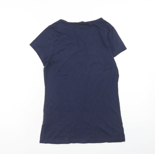 Originals Womens Blue Cotton Basic T-Shirt Size 10 Scoop Neck