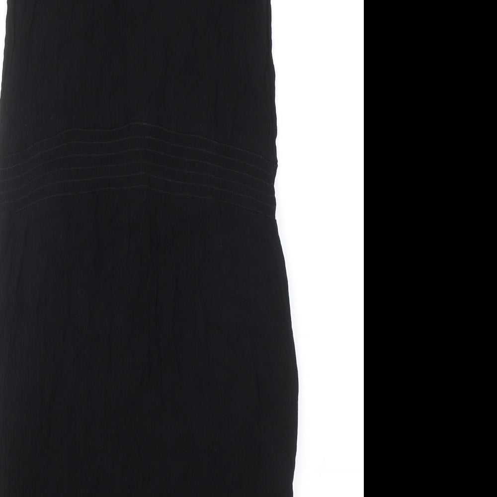 NEXT Womens Black Viscose A-Line Size 12 V-Neck Tie