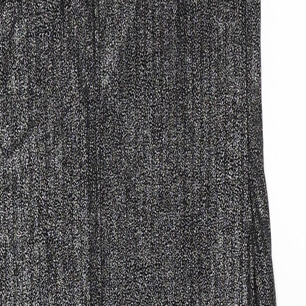 Boohoo Womens Silver Polyester Slip Dress Size 10 Square Neck Pullover
