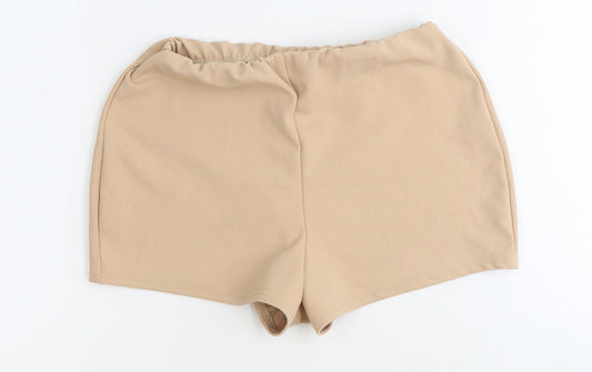 Missguided Womens Beige Polyester Sweat Shorts Size 6 Extra-Slim Pull On