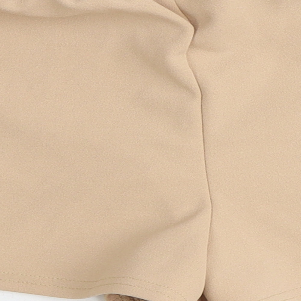 Missguided Womens Beige Polyester Sweat Shorts Size 6 Extra-Slim Pull On