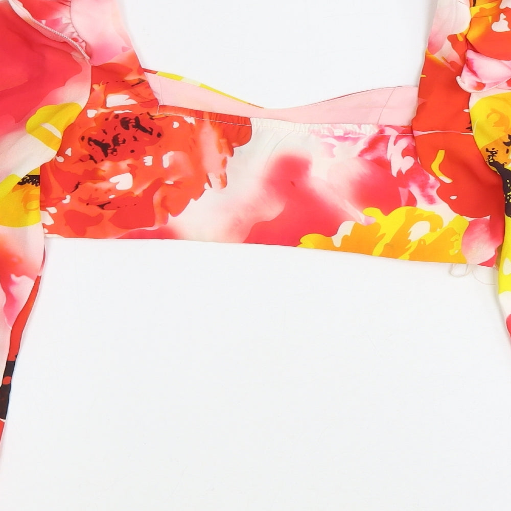 SheIn Womens Multicoloured Geometric Polyester Cropped Tank Size S Square Neck