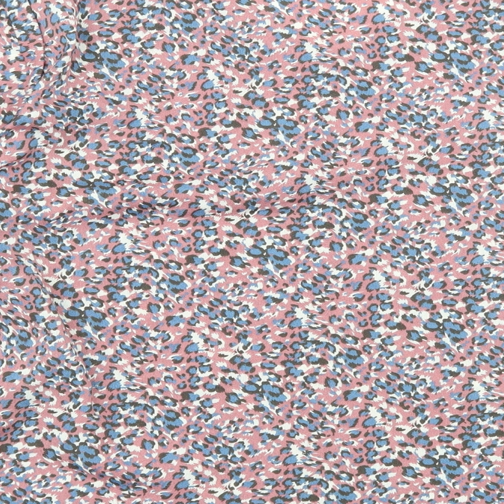 SheIn Womens Pink Geometric Polyester Basic Blouse Size L V-Neck