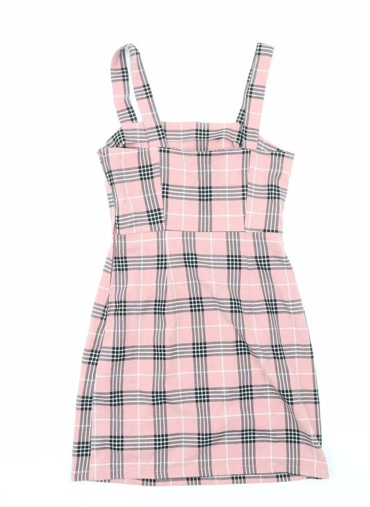 H&M Womens Pink Geometric Viscose Shift Size 6 Off the Shoulder Zip