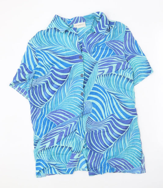 Womens UK Size 14 Chianti Blue Basic Button-Up