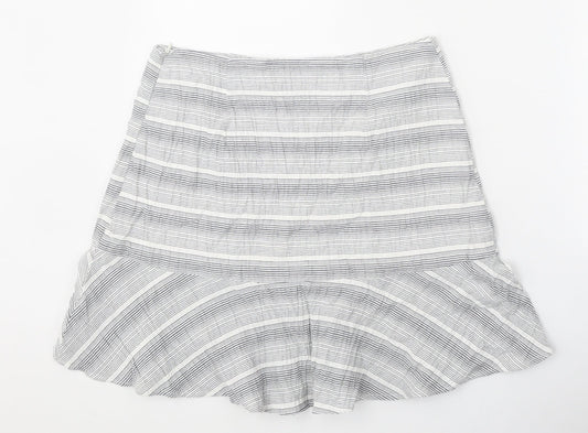 TU Womens Grey Striped Cotton Trumpet Skirt Size 12 Zip