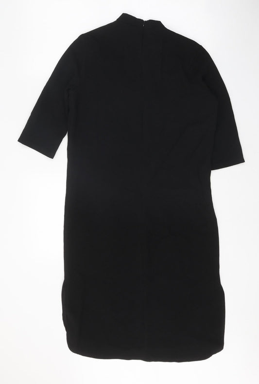 Boohoo Womens Black Polyester Shift Size 8 Mock Neck Zip