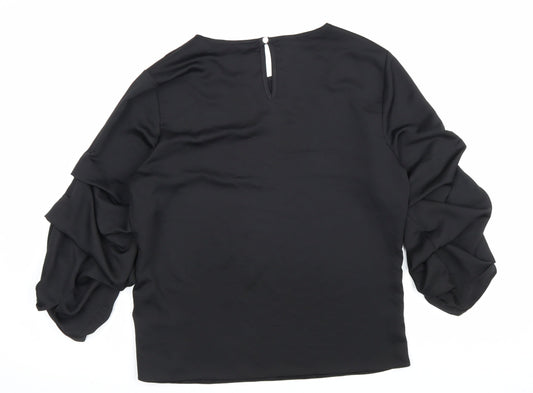 Womens UK Size 10 Dorothy Perkins Black Basic Blouse