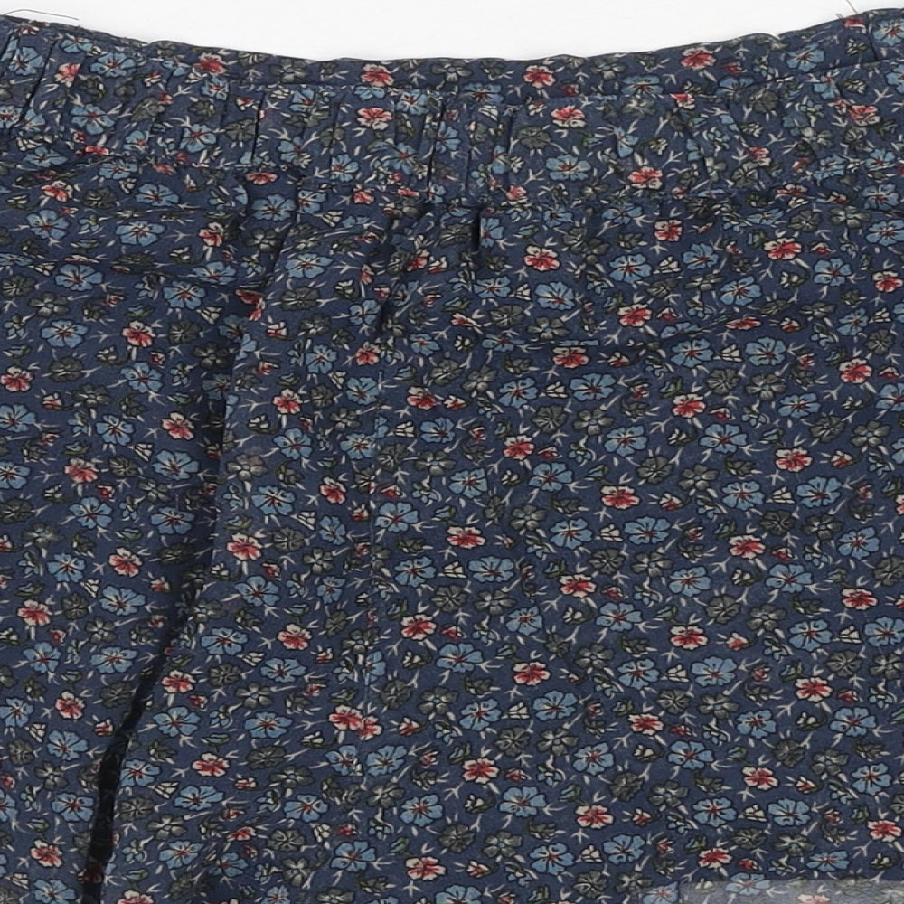 H&M Womens Blue Floral Polyester Hot Pants Shorts Size 8 Regular Pull On