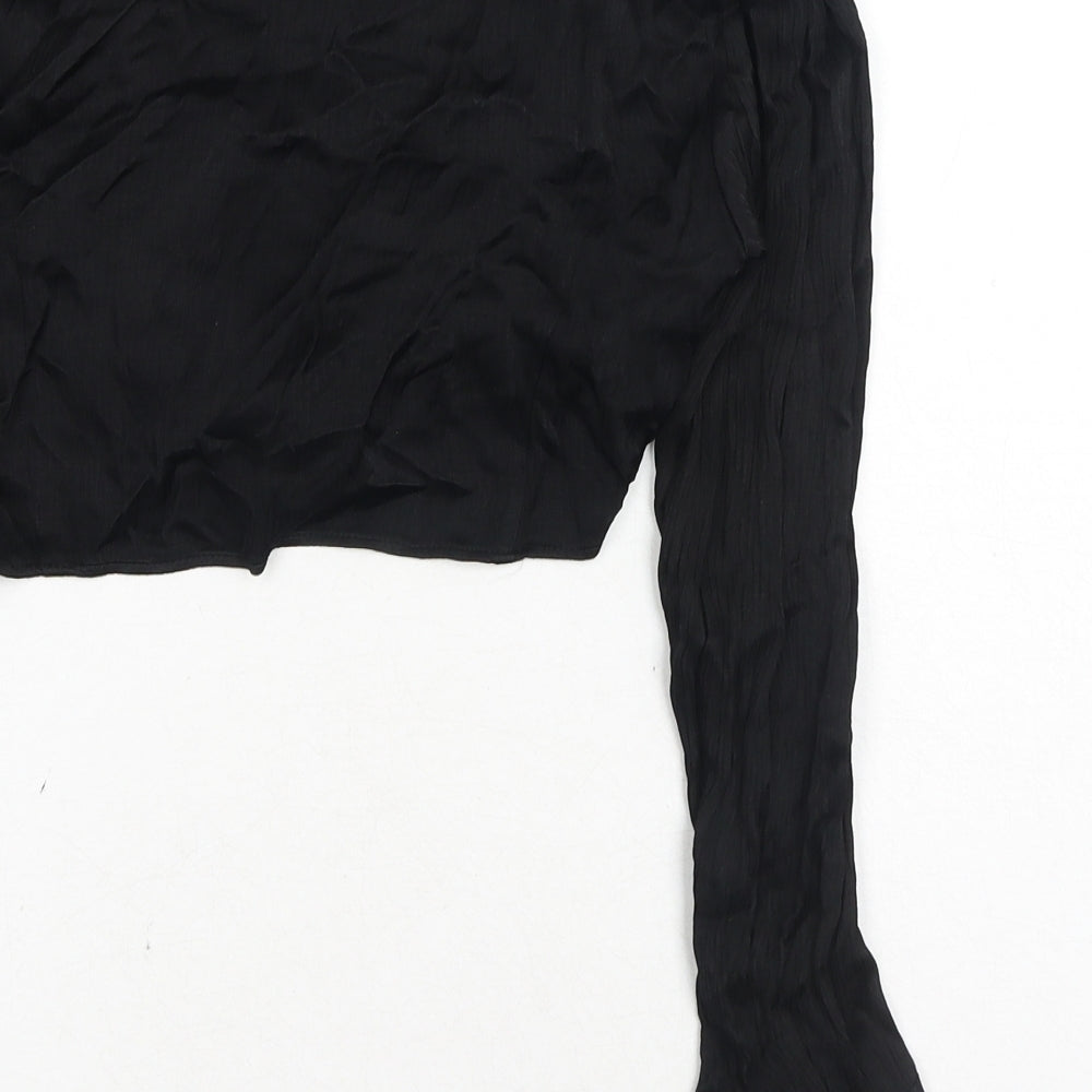 Womens UK Size S Zara Black Cropped Blouse