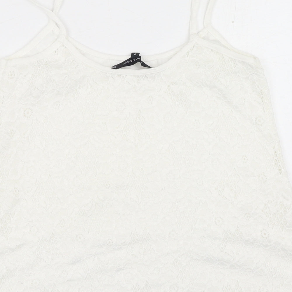 Womens UK Size 8 New Look White Basic Tank
